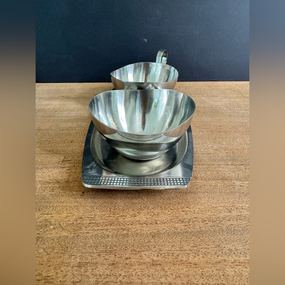 Vintage Eaton Haddon Hall 18-8 Stainless Steel Japan Art Deco Creamer Sugar Tray - Picture 3 of 9